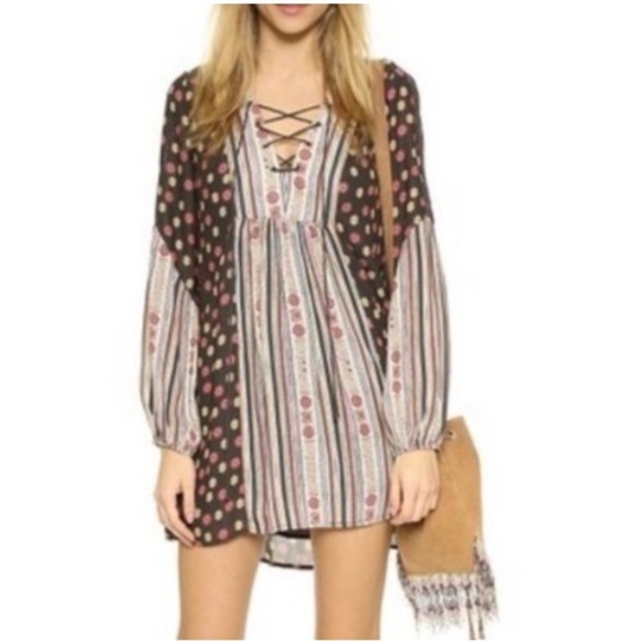 Free People Rain Or Shine Chiffon Boho Mini Dress Sz S NWT - Picture 2 of 12